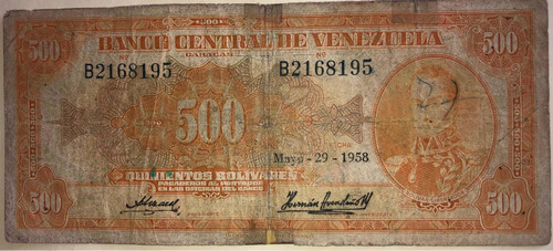 Billete 500 De 1958 El Canario.