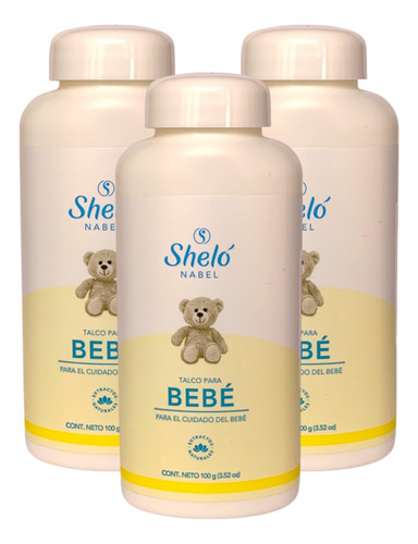 Talco Para Bebe Con Fecula De Maíz Shelo Nabel® 100grs. 3pz