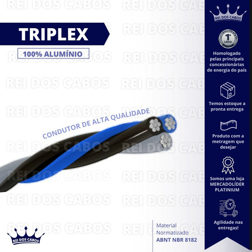 Cabo Aluminio Triplex 16mm Vias Isoladas Com 600 Metros