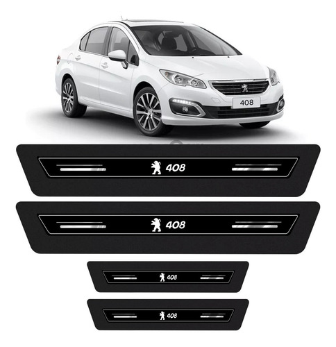 Soleira Porta Platinum Peugeot 408 2012 2013 Á 2016 - Preto