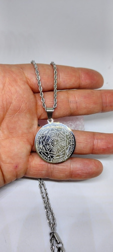 Medalla Sello 7 Arcangeles Acero Quirúrgico Con Cadena