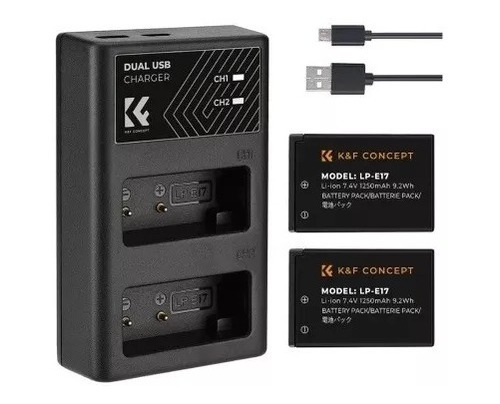 Cargador Doble Usb + Bater K&f Concept Lp-e17 Para Canon