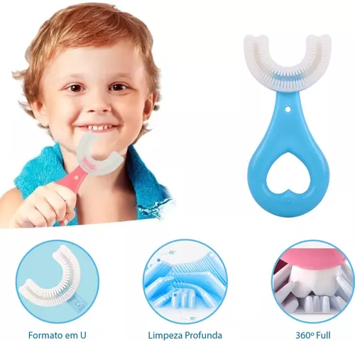 Escova De Dentes Infantil 360° Forma U Criança 2 A 6 Anos