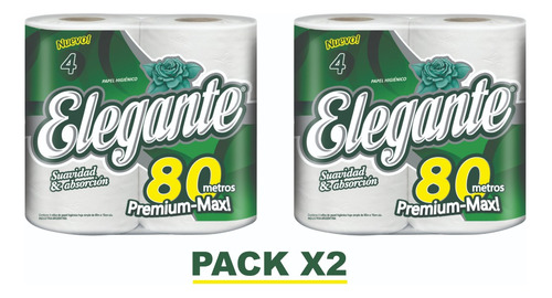 Papel Higiénico Elegante Premium 80m X8 Rollos