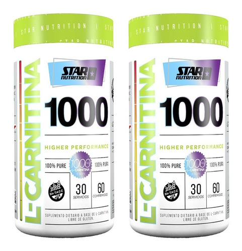 L-carnitina 1000 120 Tabs. Star Nutrition Quemador De Grasas