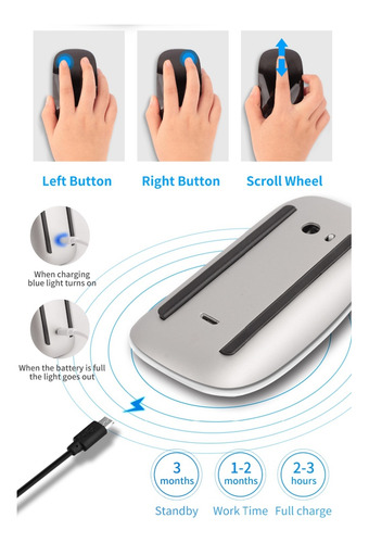 Mouse Inalámbrico Bluetooth Multitáctil Para Windows / Apple