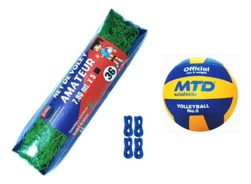 Net Red Malla  Voley + Pelota Mtd +  Cuerdas