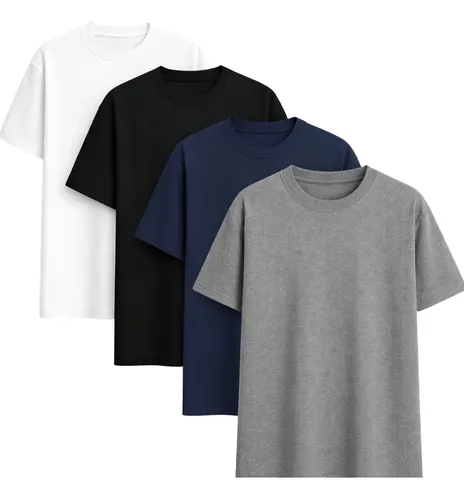Kit 4 Camisetas Básicas Lisas 100% Algodão