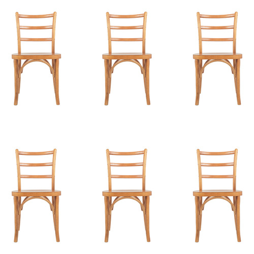  Conjunto 6 Cadeiras Encosto Ripado E Assento Anatômico