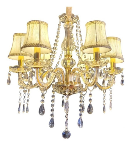 Lampara Colgante Candelabro Cristal Transparente 6 Luces.