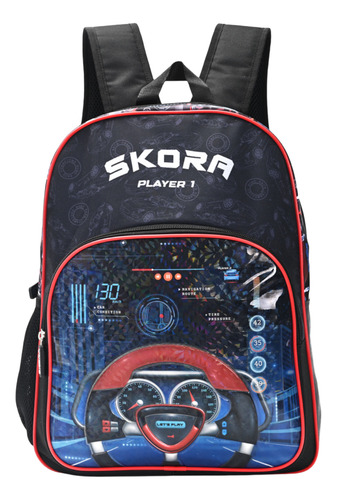 Mochila Skora 16 Pulgadas Escolar Reforzada Para Espalda Negro Lisa