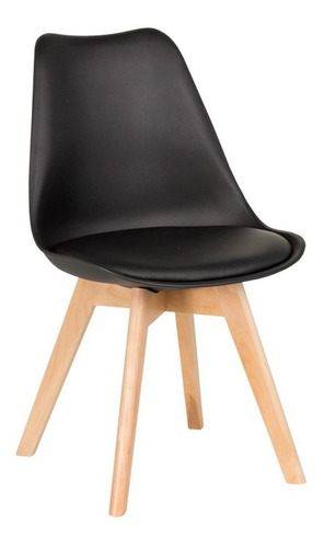 Silla De Comedor Plástico De Diseño Eames Pata Madera - Tulip