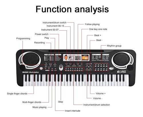 61 Teclas Multifuncional Musical Emulacional Órgano Electrón