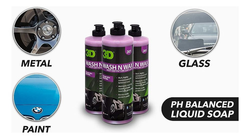 3d Wash N Wax Shampoo Con Cera 16oz.