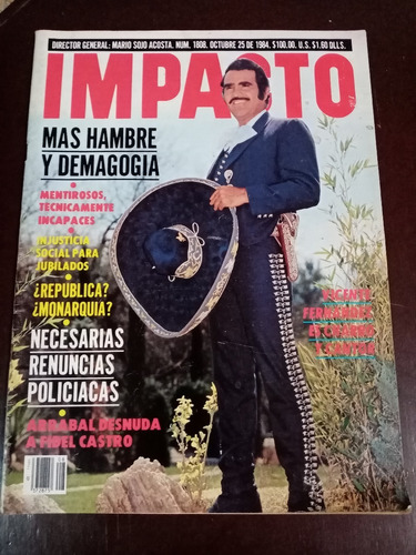 Vicente Fernandez En Portada De Revista Impacto Del Año-1984