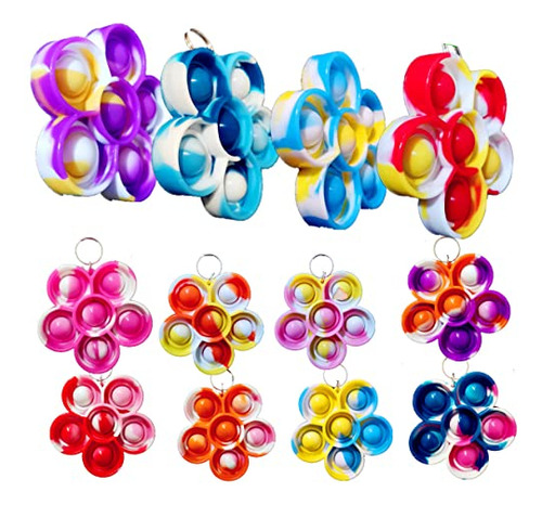 20 Mini Juguetes De Silicón Con Burbujas De Arcoíris Y Flore