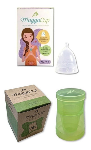 Copa Menstrual Maggacup Silicona + Vaso Esterilizador Color Color Copita 0 Y Vaso Verde
