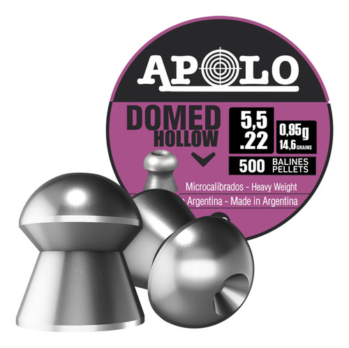 Imagen 1 de 10 de Balines Apolo Domed Hollow 5.5 Mm X500 Aire Comprimido Caza