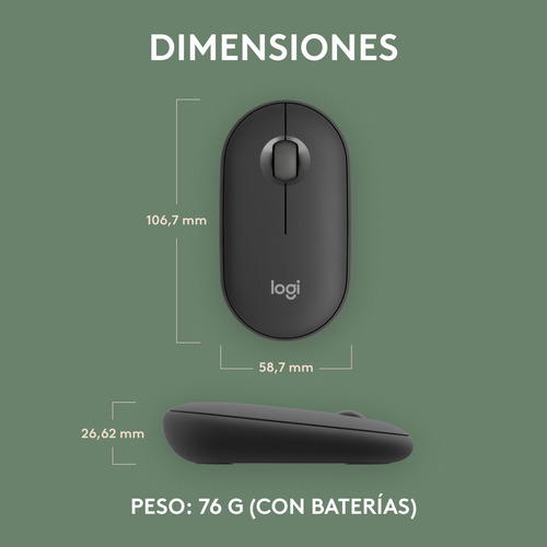 Mouse Inalámbrico Logitech Pebble 2 M350s, Bluetooth, Grafit