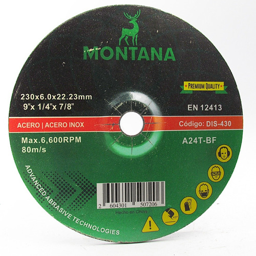 Disco Desbaste 9\'\' Metal Montana 230x6.5mm  5 Unidades