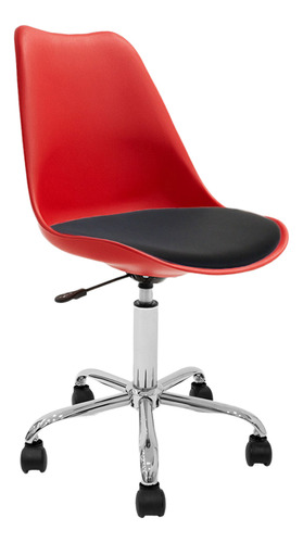 Silla Oficina Escritorio Pc Tulip Newmo Color Rojo Asiento Negro