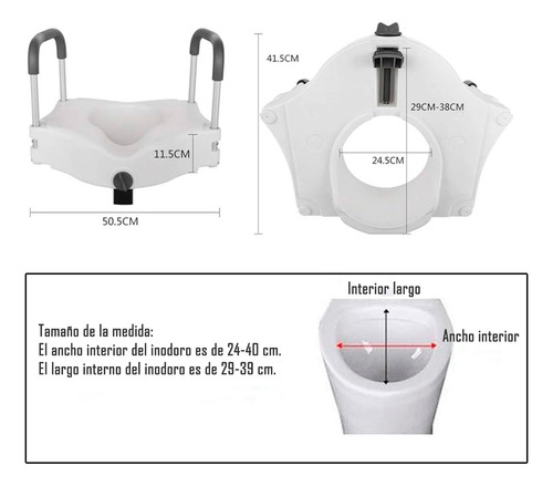 Alza Baño Universal Altura Con Apoyo Brazos Manillas