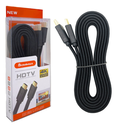 Cabo Hdmi Versão 2.0 4k Gamer Ultra Hd Flat 1,8m - Bommax