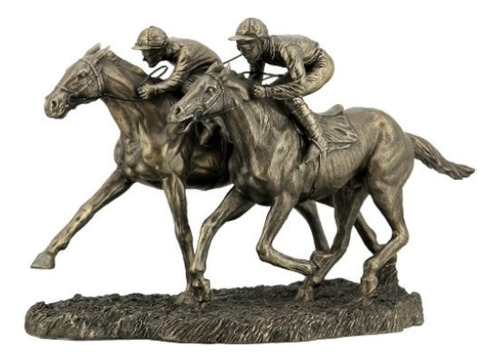 Us 12.63 Pulgadas Two Jockeys Horse Racing Cold Cast Bronze 