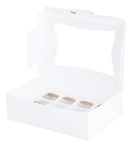 Caja De Carton Blanca Con Visor Para 12 Cupcakes (12 Und)