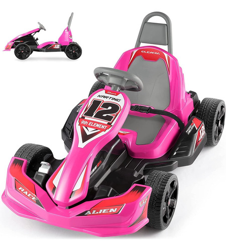 Elemara Go Kart Eléctrico Para Niños 12 V 2 Wd Con Batería Y