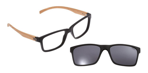 Óculos De Grau Hb Switch Clip On Matte Black Wood Polarized
