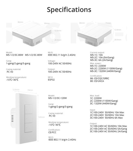 Zya Sonoff Interruptor Inteligente Blanco Con Matter M5 1c