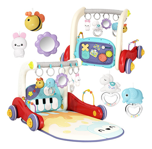 Jovow 2 In 1 Baby Gym Con Walker, Alfombra De Juego De Bebs