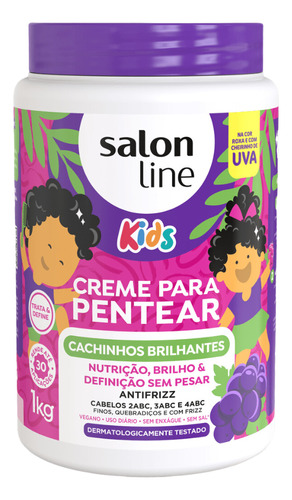 Creme Pentear Cachinhos Kids Cheirinho Uva Salon Line 1kg