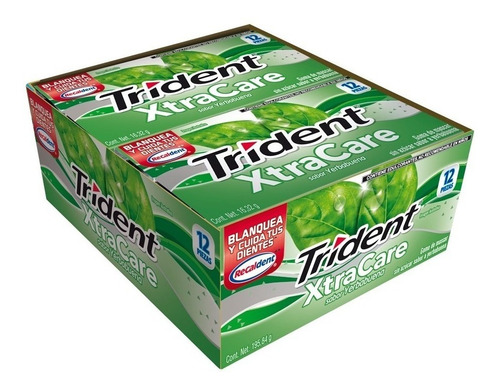 Goma De Mascar Trident Chicle Xtra Care Yerbabuena 12 Piezas