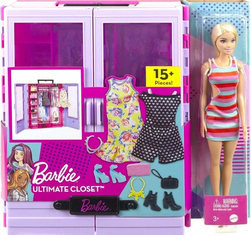 Muñeca Barbie Con Ropero Y Accesorios 