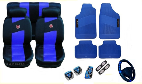 Kits Azul Capas De Carro Pedaleira Tapetes  Uno Siena Palio