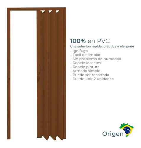 Imagen 2 de 5 de Puerta Pvc Corrediza Plegable 210 X 70 Mulata Cm 0,70 Arena