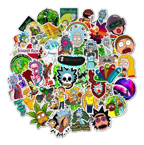 Stickers Calcomanias Rick Y Morty Pack 50 Unidades