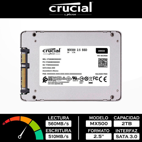 Ssd 2.5 7mm Crucial Mx500 2tb Sata 3.0