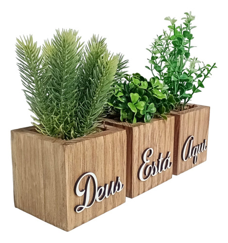 Kit 3 Vasos Decorativo Com Planta Artificial Enfeite Sala
