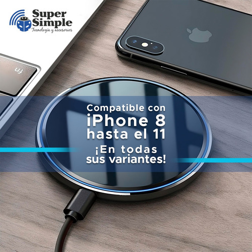 Imagen 2 de 10 de Cargador Inalámbrico Carga Rápida 15w Ideal iPhone 11 12