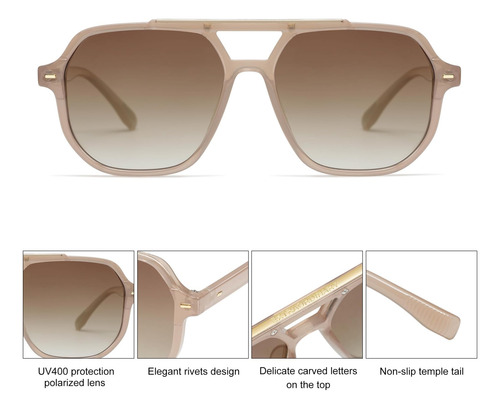 Sojos Gafas De Sol Polarizadas Aviador Estilo Retro 70s