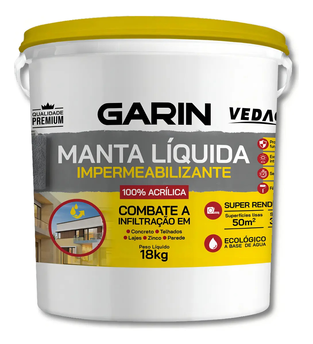 Manta Líquida Impermeável Garin Vedag Para Laje Telha 18kg Cinza