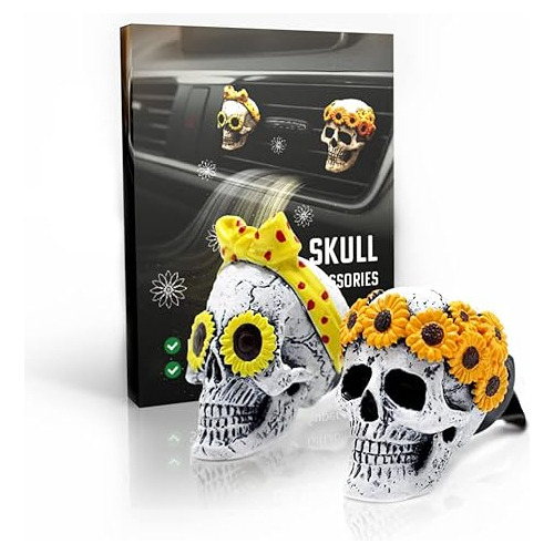 Sugar Skull Car Accessories For Women, Teens, Sunflower...