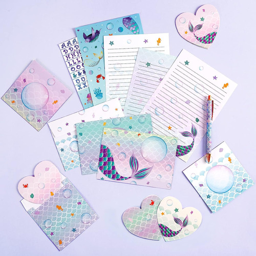 Set De Papelería De Sirena - 71 Pcs Mamesaid Carta Escrito S