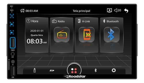 Multimídia Mp5 Roadstar Rs506br 2 Din 7 Pol Bluetooth Usb