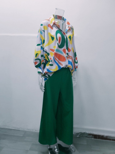 Conjunto De Camisa Con Estampado Suelto Y Pantalones