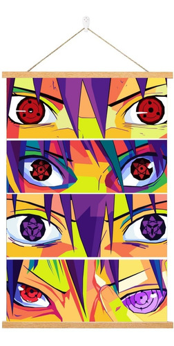 Cuadro Pergamino Arte Pop Ojos Sasuke Uchiha Anime 28x41cm