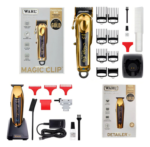 Conjunto Wahl Clipper + Trimmer Cordless Professional Gold Cs